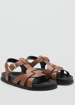 MANGO Buty|Akcesoria Skórzane*Skórzane sandały z pasków