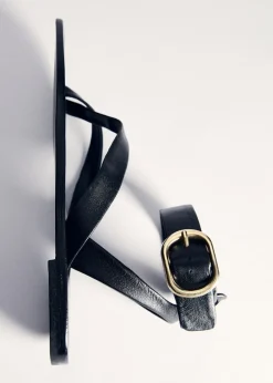 MANGO Akcesoria Skórzane*Skórzane sandały z pasków