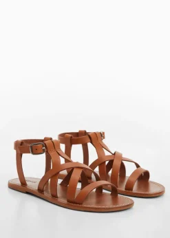 Dzieci MANGO Buty*Skórzane sandały z pasków