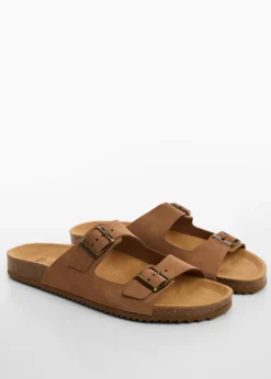 MANGO Buty*Skórzane sandały ze sprzączkami