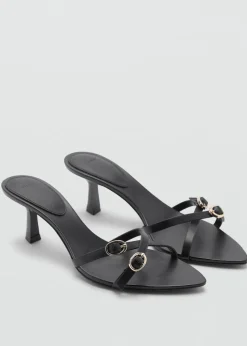 MANGO Buty*Skórzane sandały ze sprzączkami