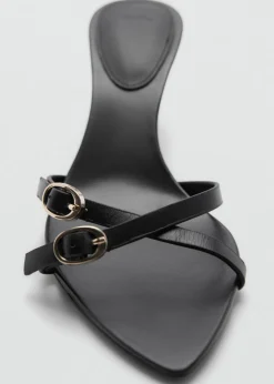 MANGO Buty*Skórzane sandały ze sprzączkami