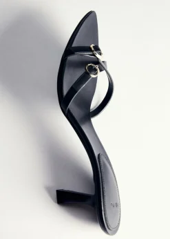 MANGO Buty*Skórzane sandały ze sprzączkami