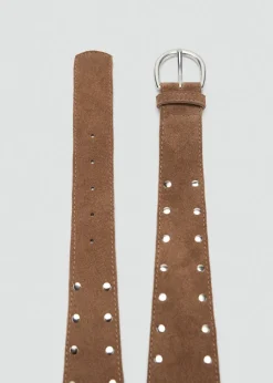 MANGO Paski*Skórzany pasek z ćwiekami