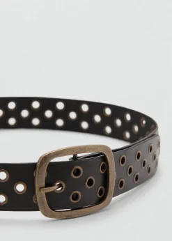 MANGO Paski*Skórzany perforowany pasek