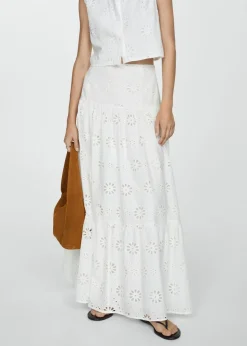 MANGO Spódnice*Spódnica bawełniana z haftem szwajcarskim