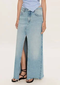 MANGO Spódnice*Spódnica dżinsowa z postrzępionym dołem