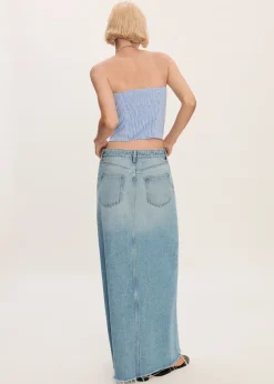 MANGO Spódnice*Spódnica dżinsowa z postrzępionym dołem