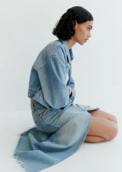 MANGO Spódnice*Spódnica dżinsowa z postrzępionym dołem