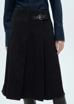 MANGO Spódnice*Spódnica midi z klamrą rinse wash