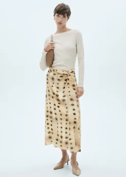 MANGO Spódnice*Spódnica w grochy z węzłem