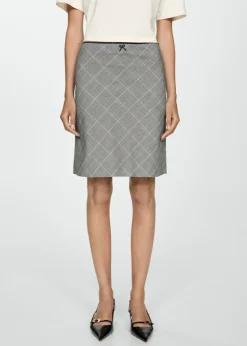 MANGO Spódnice*Spódnica w kratę z dekoracyjnymi wiązaniem