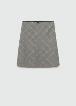 MANGO Spódnice*Spódnica w kratę z dekoracyjnymi wiązaniem