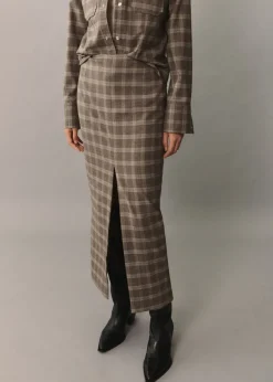 MANGO Spódnice*Spódnica w kratę z rozcięciem