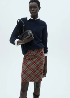 MANGO Spódnice*Spódnica w kratkę z koronkowym wykończeniem