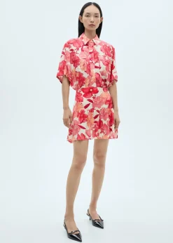 MANGO Spódnice*Spódnica w kwiaty z falbankami