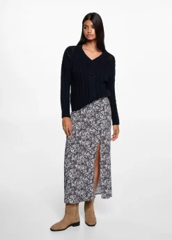 MANGO Spódnice*Spódnica w kwiaty z rozcięciem