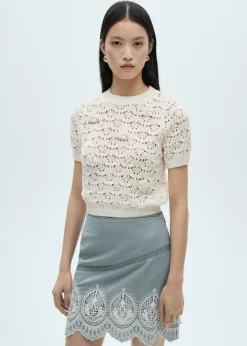 MANGO Spódnice*Spódnica z bawełny z haftowanym dołem