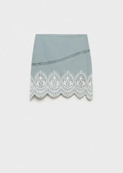 MANGO Spódnice*Spódnica z bawełny z haftowanym dołem