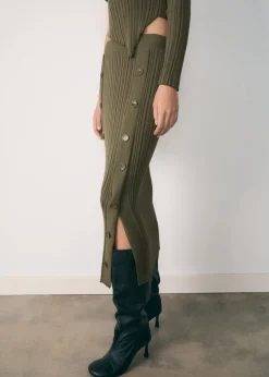 MANGO Spódnice*Spódnica z dzianiny z guzikami