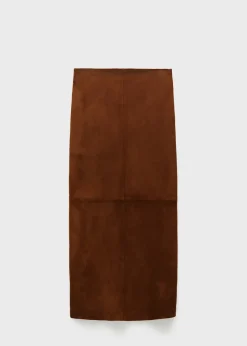 MANGO Spódnice|Skóra*Spódnica zamszowa z rozcięciem