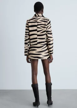 MANGO Spódnice|Skóra*Spódnica ze skóry z włosiem w zebrę