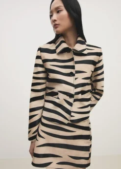 MANGO Spódnice|Skóra*Spódnica ze skóry z włosiem w zebrę