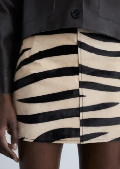 MANGO Spódnice|Skóra*Spódnica ze skóry z włosiem w zebrę