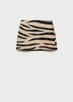 MANGO Spódnice|Skóra*Spódnica ze skóry z włosiem w zebrę