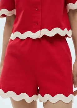 MANGO Krótkie Spodenki*Spodenki bawełniane z kontrastowym wykończeniem