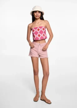 MANGO Krótkie Spodenki*Spodenki dżinsowe z postrzępionymi nogawkami