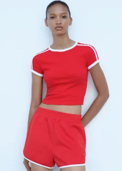 MANGO Krótkie Spodenki*Spodenki o prostym kroju z kontrastowym zakończeniem