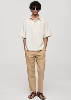 MANGO Spodnie*Spodnie bawełniane ściągane troczkami