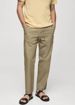 MANGO Spodnie*Spodnie bawełniane ściągane troczkami