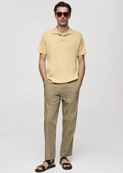 MANGO Spodnie*Spodnie bawełniane ściągane troczkami