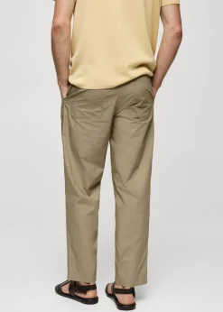 MANGO Spodnie*Spodnie bawełniane ściągane troczkami