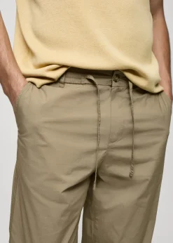 MANGO Spodnie*Spodnie bawełniane ściągane troczkami