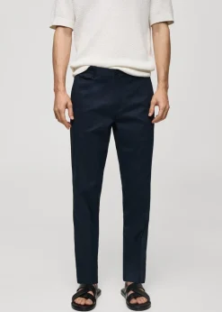 MANGO Spodnie*Spodnie bawełniane regular fit z teksturą