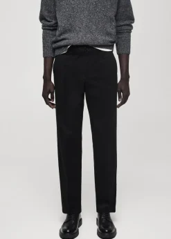 MANGO Spodnie*Spodnie bawełniane straight-fit z troczkami