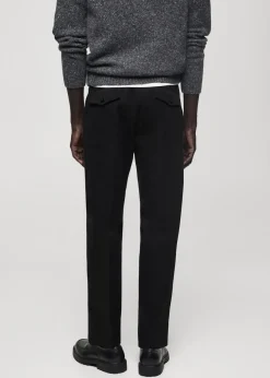 MANGO Spodnie*Spodnie bawełniane straight-fit z troczkami