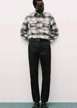 MANGO Spodnie*Spodnie bawełniane straight-fit z troczkami