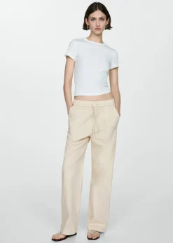 MANGO Dżinsy|Spodnie*Spodnie bawełniane z elastycznym pasem