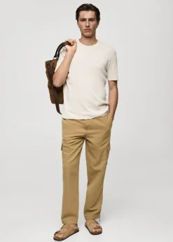 MANGO Spodnie*Spodnie cargo z mieszanki bawełny i lnu