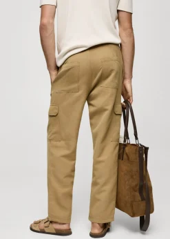 MANGO Spodnie*Spodnie cargo z mieszanki bawełny i lnu