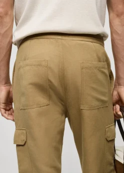 MANGO Spodnie*Spodnie cargo z mieszanki bawełny i lnu