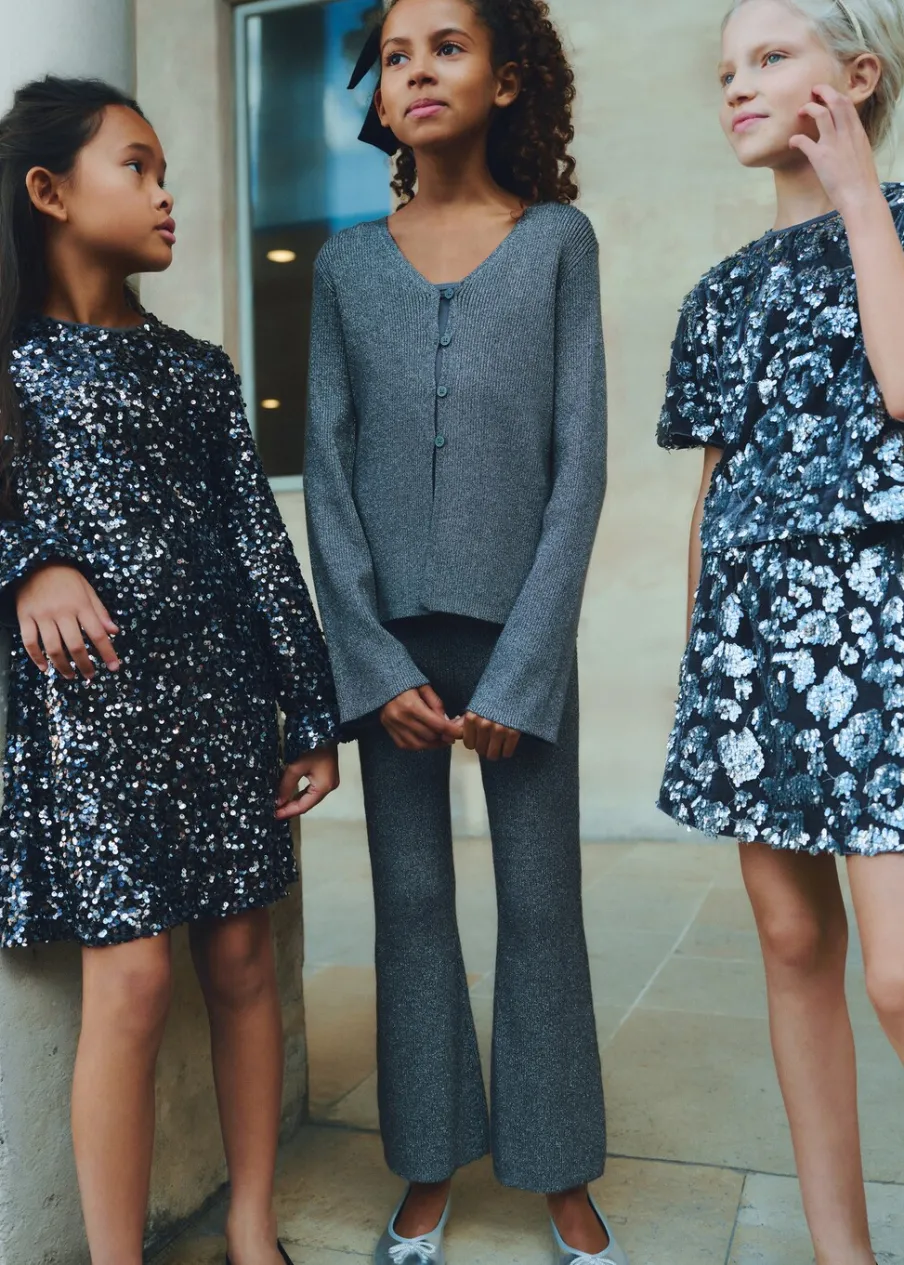 Dzieci MANGO Spodnie*Spodnie flare z lureksu