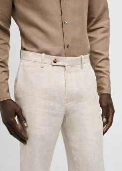 MANGO Spodnie*Spodnie garniturowe slim fit z 100% lnu