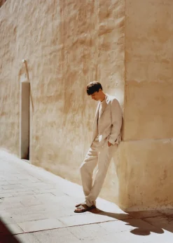 MANGO Spodnie*Spodnie garniturowe slim fit z 100% lnu