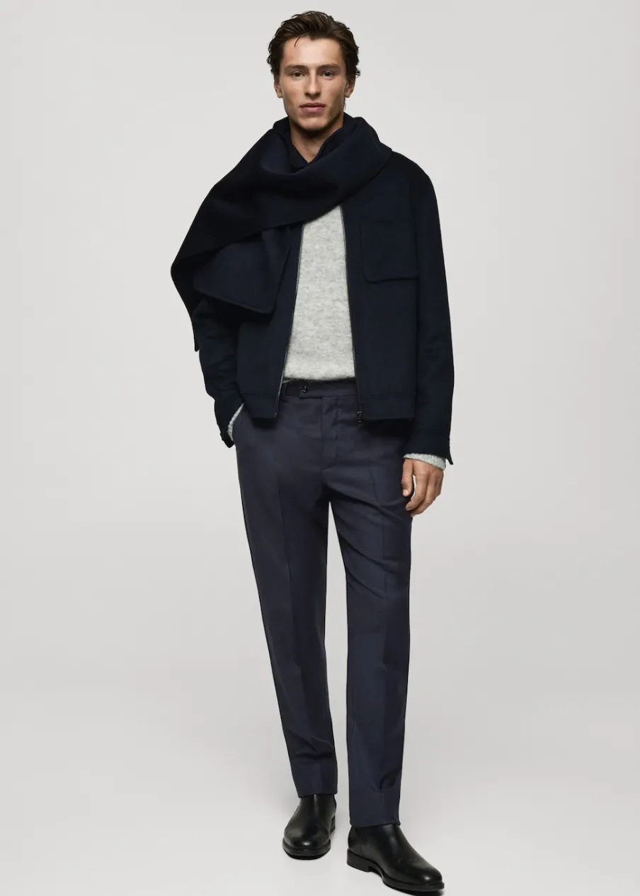 MANGO Spodnie*Spodnie garniturowe z flaneli z 100% włoskiej wełny