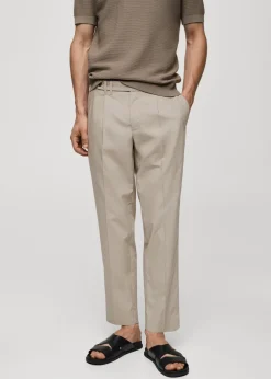 MANGO Spodnie*Spodnie lniane slim fit z lyocellu z zaszewkami